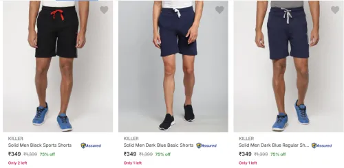 Image of Killer Men's Shorts upto 75% Discount