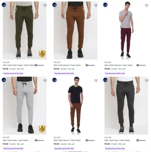 Image of KILLER Men's Track Pants at minimum 73% Discount
