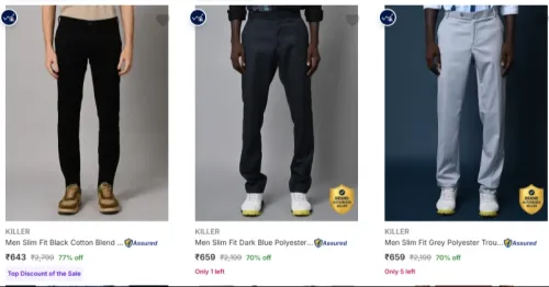 Image of KILLER Men's Trousers at minimum 77% Discount