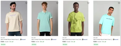 Image of Killer Men's T Shirts upto 78% Discount