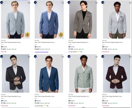 Image of KILLER Men's Readymade Blazers at minimum 80% Discount
