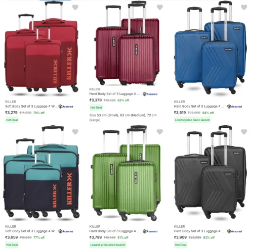Image of Killer Suitcases (Set of 3) @ Start ₹3279