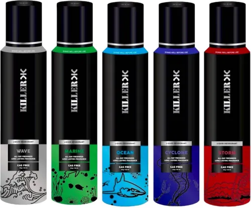Image of KILLER Wave, Storm, Marine, Cyclone, Ocean No Gas Deodorant Body Spray - For Men & Women  (750 ml, Pack of 5)
