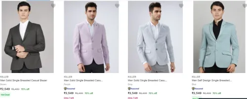 Image of Killer Men's Readymade Blazers at Minimum 70% Discount