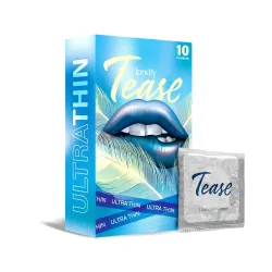 Kindly Tease Ultra Thin Condoms for Men, Pack of 10 - Extra Sensitive,0.05 MM Thin For Skin Like Feel, Paraben Free, Saf