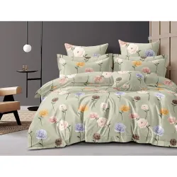 THE HOME STYLE Cotton Feel Glace Cotton Elastic Fitted Printed King Size Double Bed Bedsheet with 2 Pillow Cover
