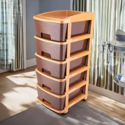 Kingmart 5-Layer Modular Plastic Storage Drawer - Brown