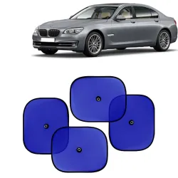 KINGSWAY Car Window Curtain Sticky Sun Shades Compatible with BMW 7 Series, (Year 2014-2017), Universal Fit Sunshades for Side Window, Rear Window, Blue Color, 4 Pieces