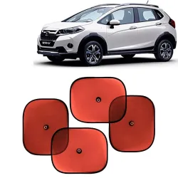 KINGSWAY Car Window Curtain Sticky Sun Shades Compatible with Honda WRV, (Year 2017-2019), Universal Fit Sunshades for Side Window, Rear Window, Red Color, 4 Pieces