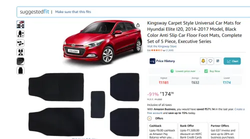 Image of Kingsway Carpet Style Universal Car Mats for Hyundai Elite 5 Piece