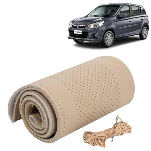 Image of KINGSWAY® PU Leatherite Car Steering Cover Sewable Compatible with Maruti Suzuki