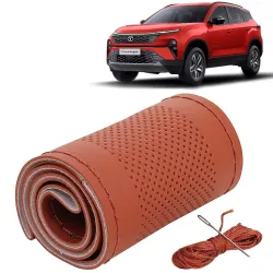 KINGSWAY® PU Leatherite Car Steering Cover Sewable Compatible with Tata Harrier