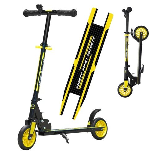 Image of KIPA Gaming Hoot & Scoot Kick Scooter for Kids Ages 6-13 Years | Foldable with 3 Adjustable Height | 2 Wheels | BIS Cert