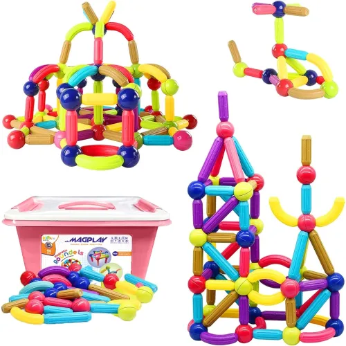 Image of KIPA GAMING MagPlay Roundel | 100-Piece Magnetic Sticks and Blocks Building Set - Educational STEM Toy for Toddlers (3+ 