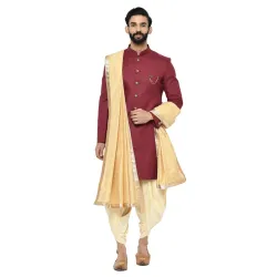 KISAH Mens Sherwani Dhoti Set