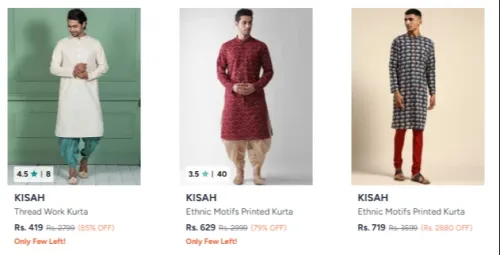 Image of Kisah Men's Kurta Upto 85% Discount