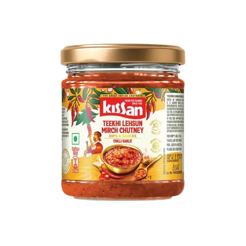 Image of Kissan Teekhi Lehsun Mirch Chutney, 200g, For Traditional Spicy Flavors, With Mathania Red Chillies & Fresh Whole Garlic