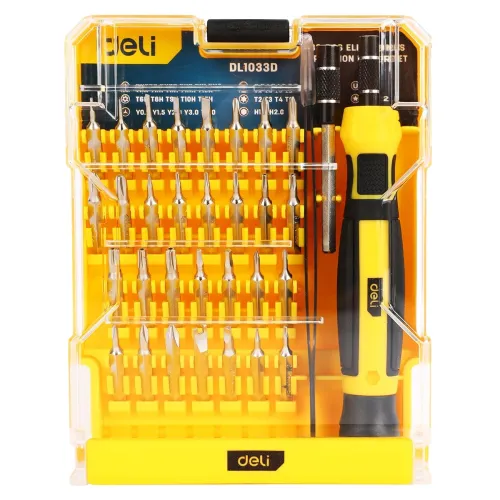 Image of Deli DL1033D 33 Pcs Precision Screwdriver Set with Magnetic Tip Cr-V Material AntiSlip Handle Carbon Steel Repair Tool K