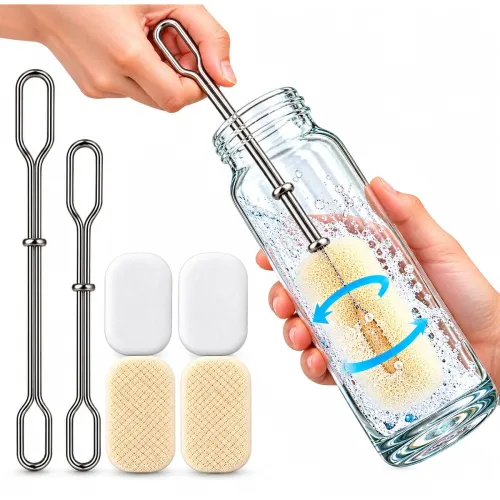 Image of Kitchen Clean Bottle Cleaner Brush Set 2 Handles 