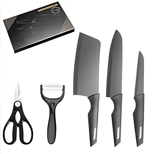 Image of Kitchen Knife Set with Stand | 5-Piece Professional Chef Knife Set with Scissors