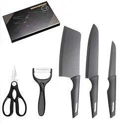 Kitchen Knife Set with Stand | 5-Piece Professional Chef Knife Set with Scissors