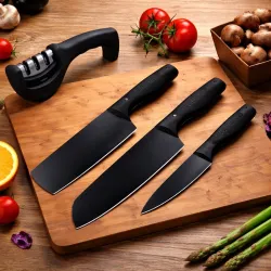 Kitchen Knife Set,Non-Stick Stainless Steel Blades with Protective Blade Covers
