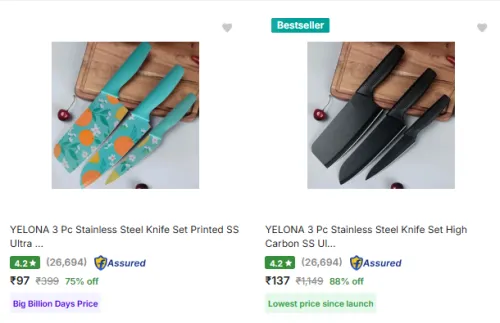 Image of Kitchen Steel Knife Set @ ₹97