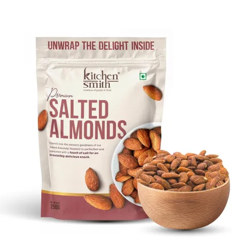Image of KitchenSmith Jumbo Salted Almond - 250gm | Badam Giri, Naturally Sourced Crunchy Badaam & High In Antioxidant | Naturall
