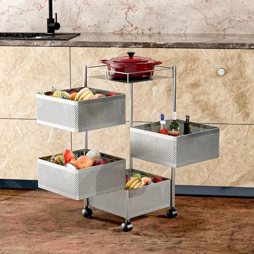 Image of Kitchenstory Storage Rack (Silver, 4 Layer)