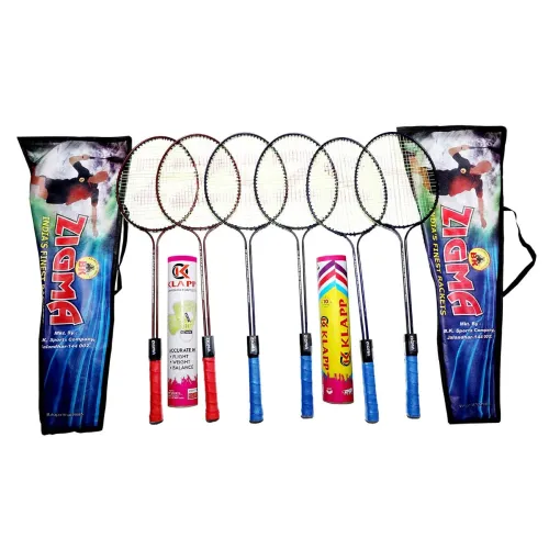 Image of Klapp Double Shaft Set 6 Badminton Rackets, with 20 Shuttlecock
