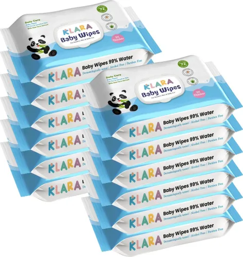 Image of Klara 99% Pure Water Baby Wipes Pack of 12  (12 Wipes)