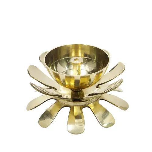 Image of Klassic Decorative Two-Layered Lotus Petal Shaped Pooja Diya for Temple, Home