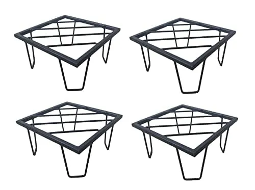 Image of Klassic Square Pro Metal Plant Stand /Pot Stand (Black, Pack of 4)