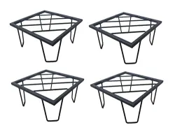 Klassic Square Pro Metal Plant Stand /Pot Stand (Black, Pack of 4)