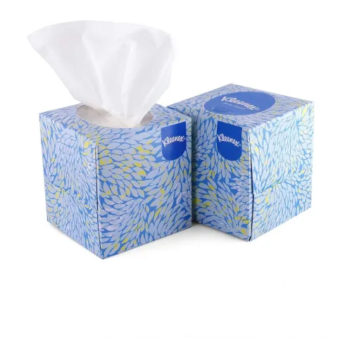 Image of Kleenex® 2 ply Facial Tissue Cube Box, 50 Pulls, Pack of 2 (Total 100 Sheets)