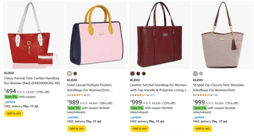 Image of Kleio Handbags at minimum 75% Discount