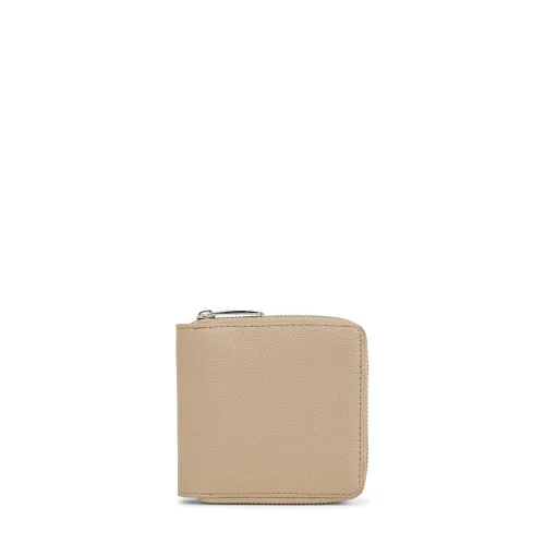 Image of KLEIO Women's PU Leather Zip Wallet – Beige, Multi-Card Slots