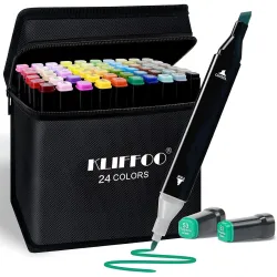 KLIFFOO Dual Tip Art Markers with Carry Bag - 24 Colors
