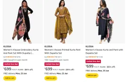 KLOSIA Kurta pant set at minimum 86% Discount