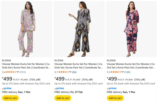 Image of KLOSIA kurta set for women at 75% discount 