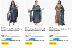 KlOSIA women paint kurta with dupatta from ₹529