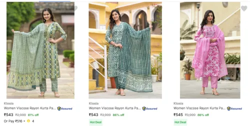 Image of Klosia Womens Ethnic Sets @ Minimum 80% OFF