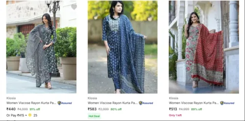 Image of Klosia Women's Ethnic Sets upto 91% Discount