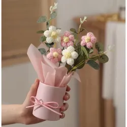 Knitted Yarn Artificial Botanical Flower Pot Decor