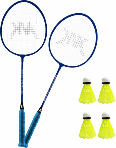 Image of KNK Badminton Racket Set – Pack of 2 Rackets & 4 Plastic Shuttles