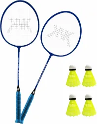 KNK Badminton Racket Set – Pack of 2 Rackets & 4 Plastic Shuttles