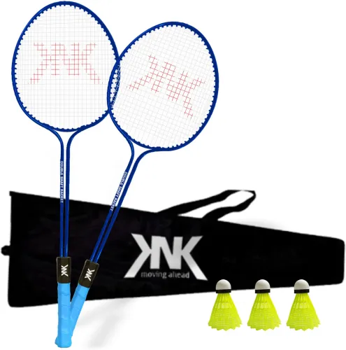 Image of KNK Double Shaft Badminton Kit Of 2 With 3 Pc Nylon Shuttlecock Badminton Kit