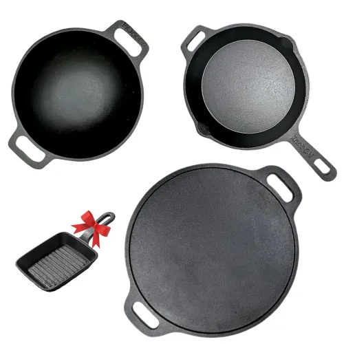 Image of KNOBON Cast Iron Cookware Set 4Pcs
