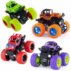 KOBBET Big Size Monster Truck Friction Powered Cars Toys 360 Degree Stunt 4wd Cars Push (Multicolor)