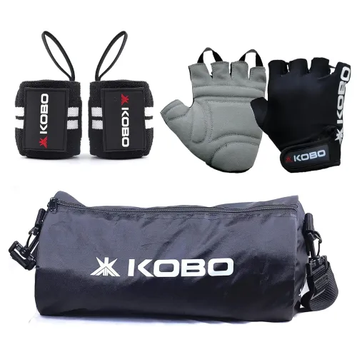 Image of Kobo Gym Kit, Combo of Gloves, Bag & Wrist Support (Large)